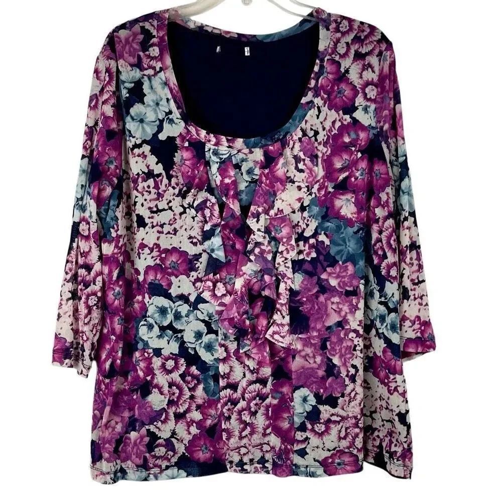 Croft & Barrow Women’s Floral 3/4 Sleeve Blouse XXL